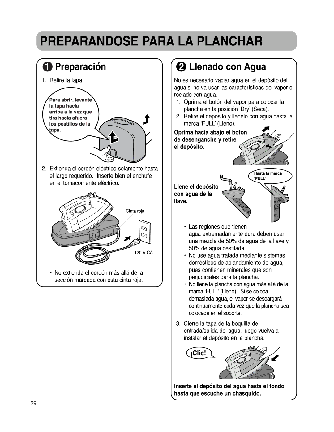 Maytag MLI7000AAW warranty Preparandose Para LA Planchar, Preparación, Llenado con Agua 