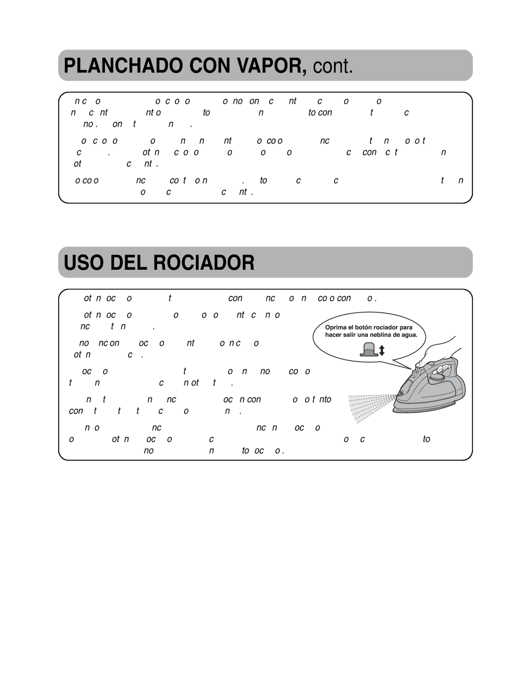 Maytag MLI7000AAW warranty Planchado CON VAPOR, USO DEL Rociador 