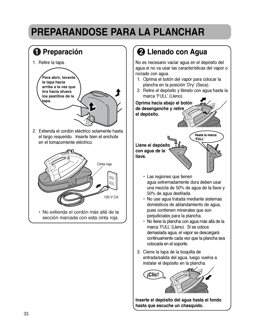 Maytag MLI7500AAW warranty Preparandose Para LA Planchar, Preparación, Llenado con Agua 