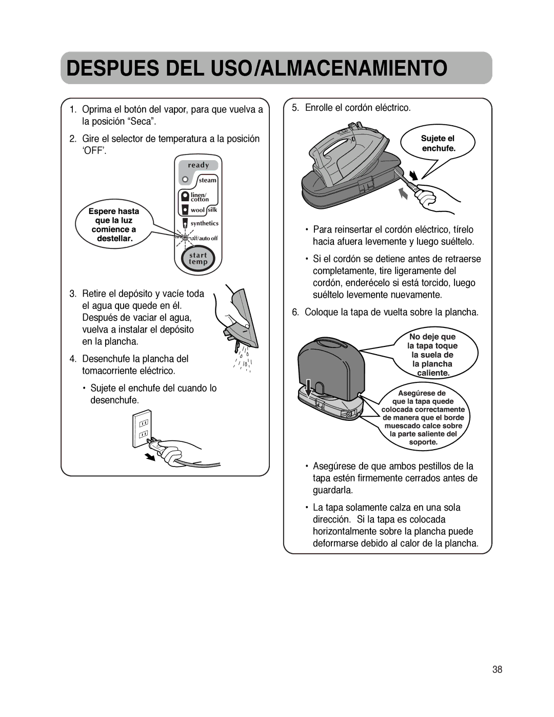 Maytag MLI7500AAW warranty Despues DEL USO/ALMACENAMIENTO 