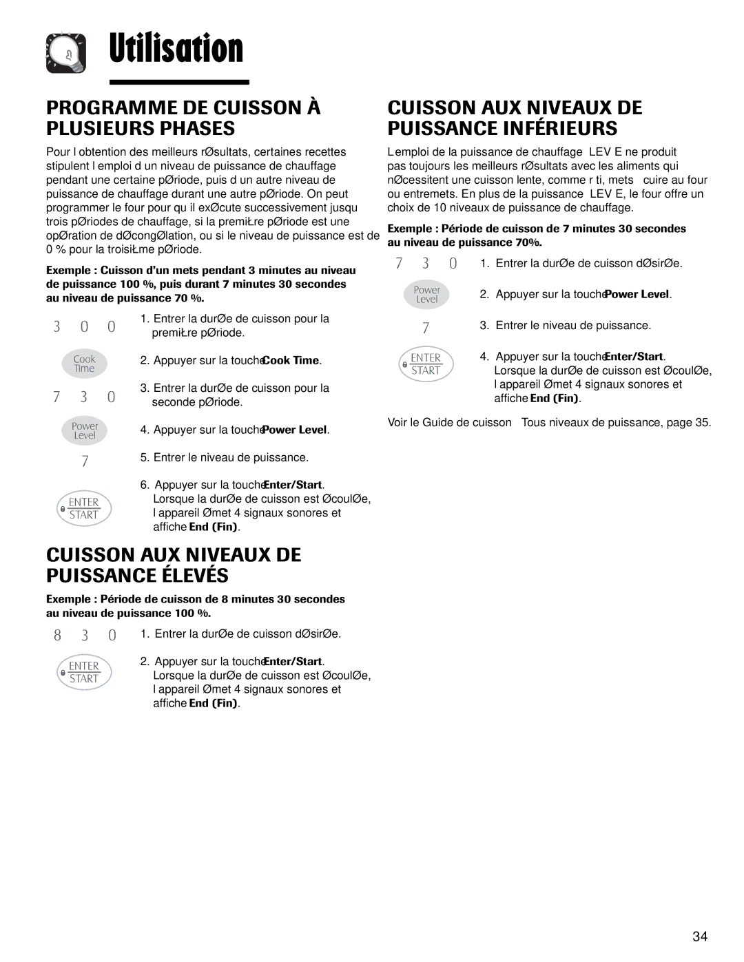 Maytag MMV1153AA Programme DE Cuisson À Plusieurs Phases, Cuisson AUX Niveaux DE Puissance Élevés 