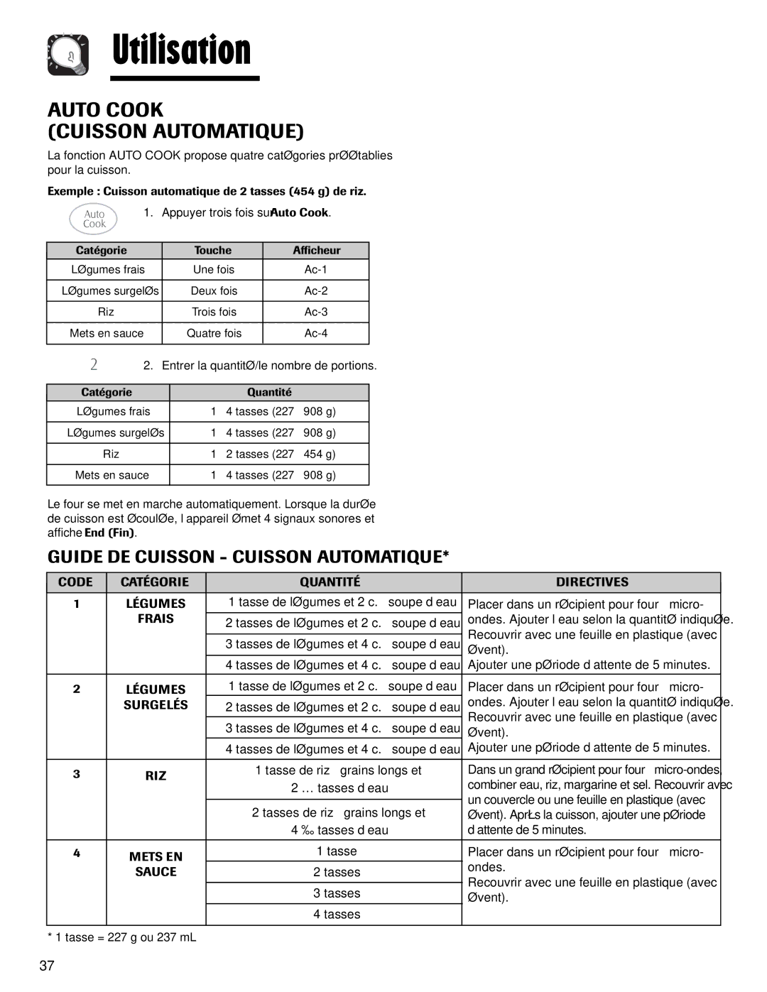 Maytag MMV1153AA important safety instructions Auto Cook Cuisson Automatique, Guide DE Cuisson Cuisson Automatique 