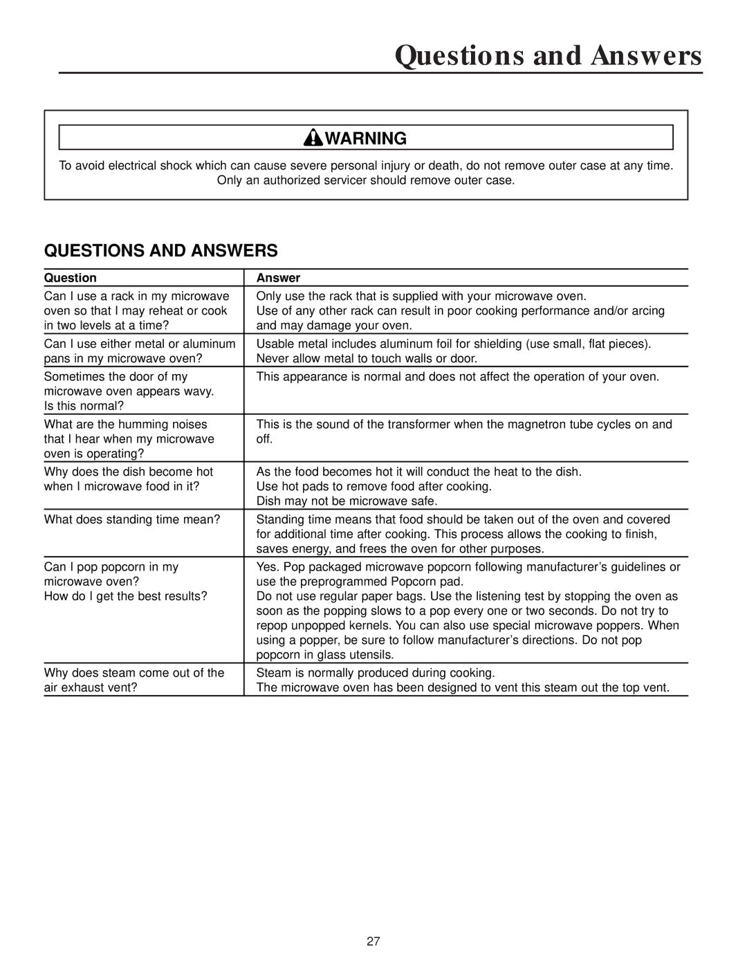 Maytag MMV4184AA owner manual Questions and Answers, Question Answer 