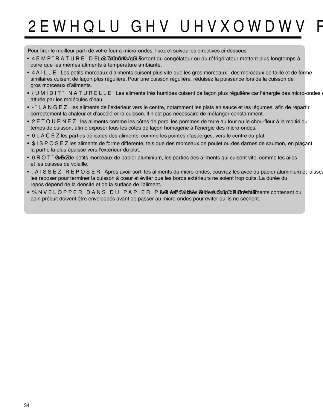 Maytag MMV4205BA important safety instructions Obtenir des resultats optimaux pour la cuisson 