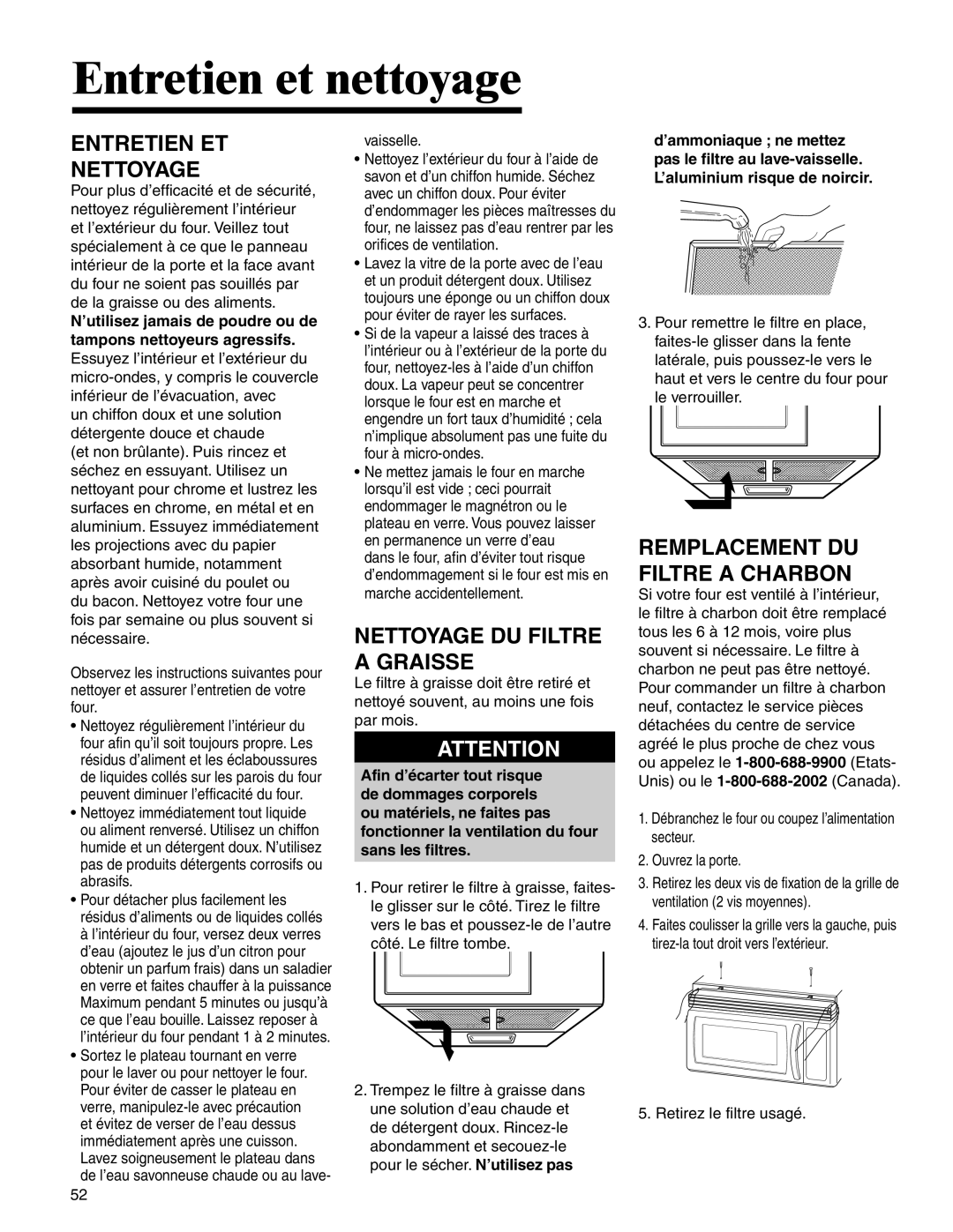 Maytag MMV4205BA Entretien et nettoyage, Entretien ET Nettoyage, Nettoyage DU Filtre a Graisse, Vaisselle 