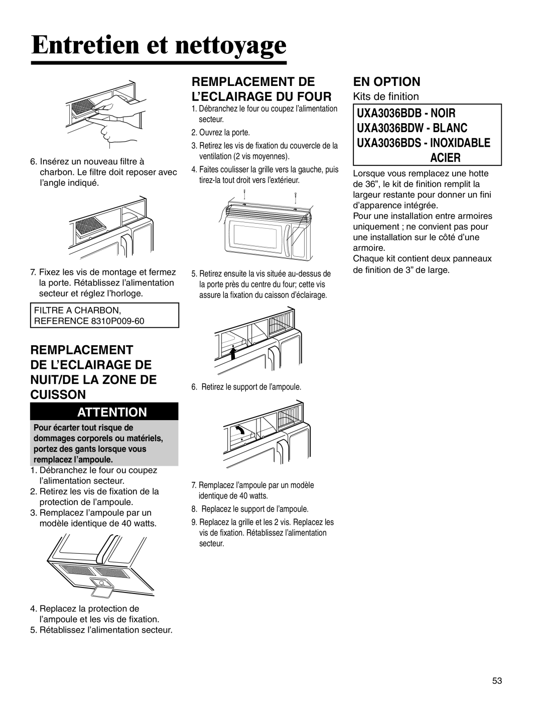 Maytag MMV4205BA Remplacement DE L’ECLAIRAGE DE NUIT/DE LA Zone DE Cuisson, EN Option, UXA3036BDB Noir, Acier 