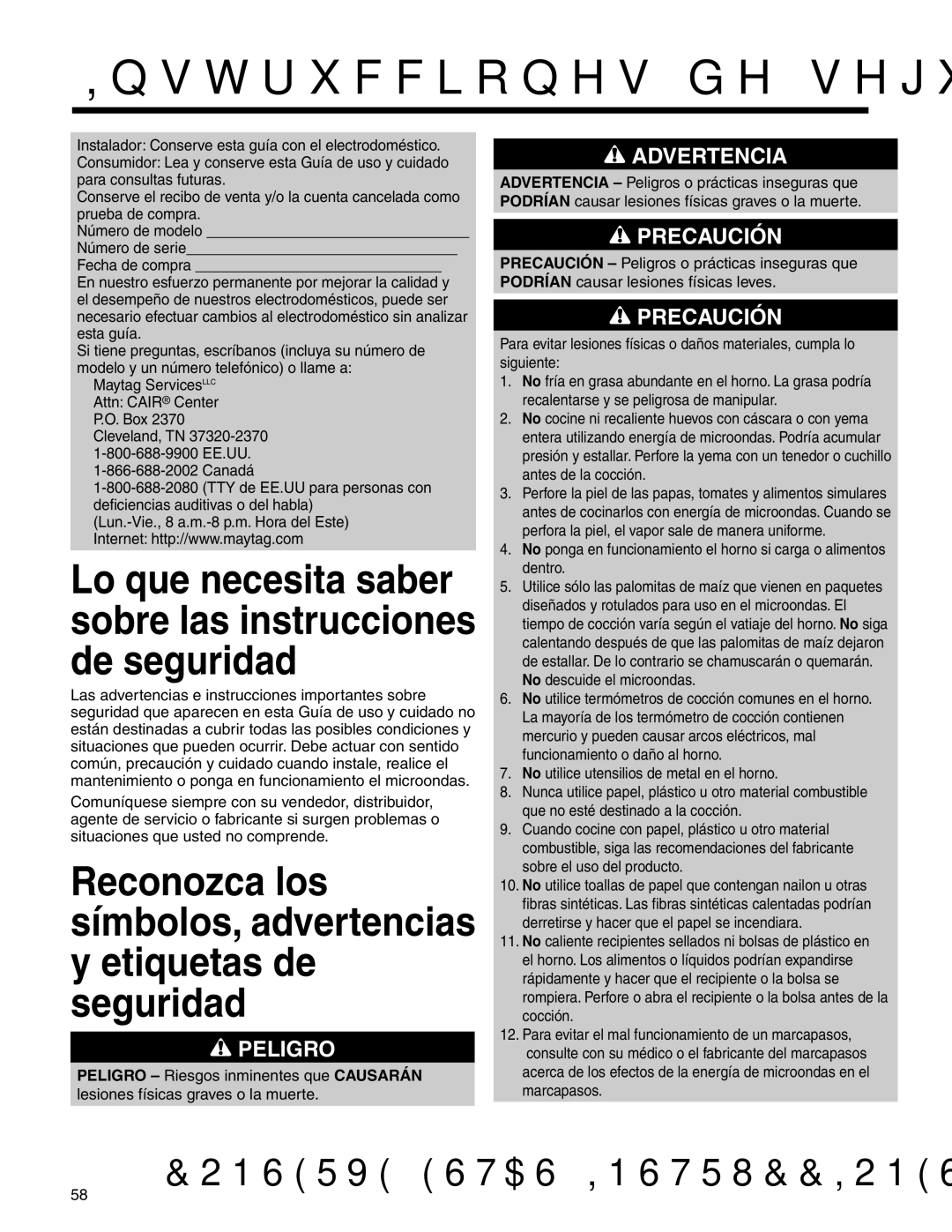 Maytag MMV4205BA Instrucciones de seguridad importantes, Lo que necesita saber sobre las instrucciones de seguridad 