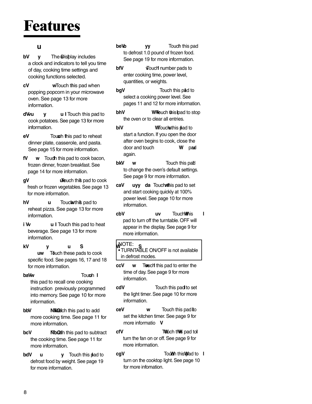 Maytag MMV4205BA important safety instructions Features 