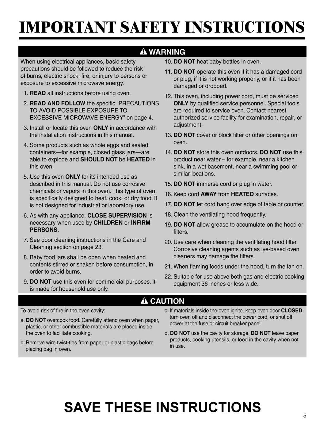 Maytag MMV4205BA important safety instructions Important Safety Instructions, Save These Instructions, Persons 