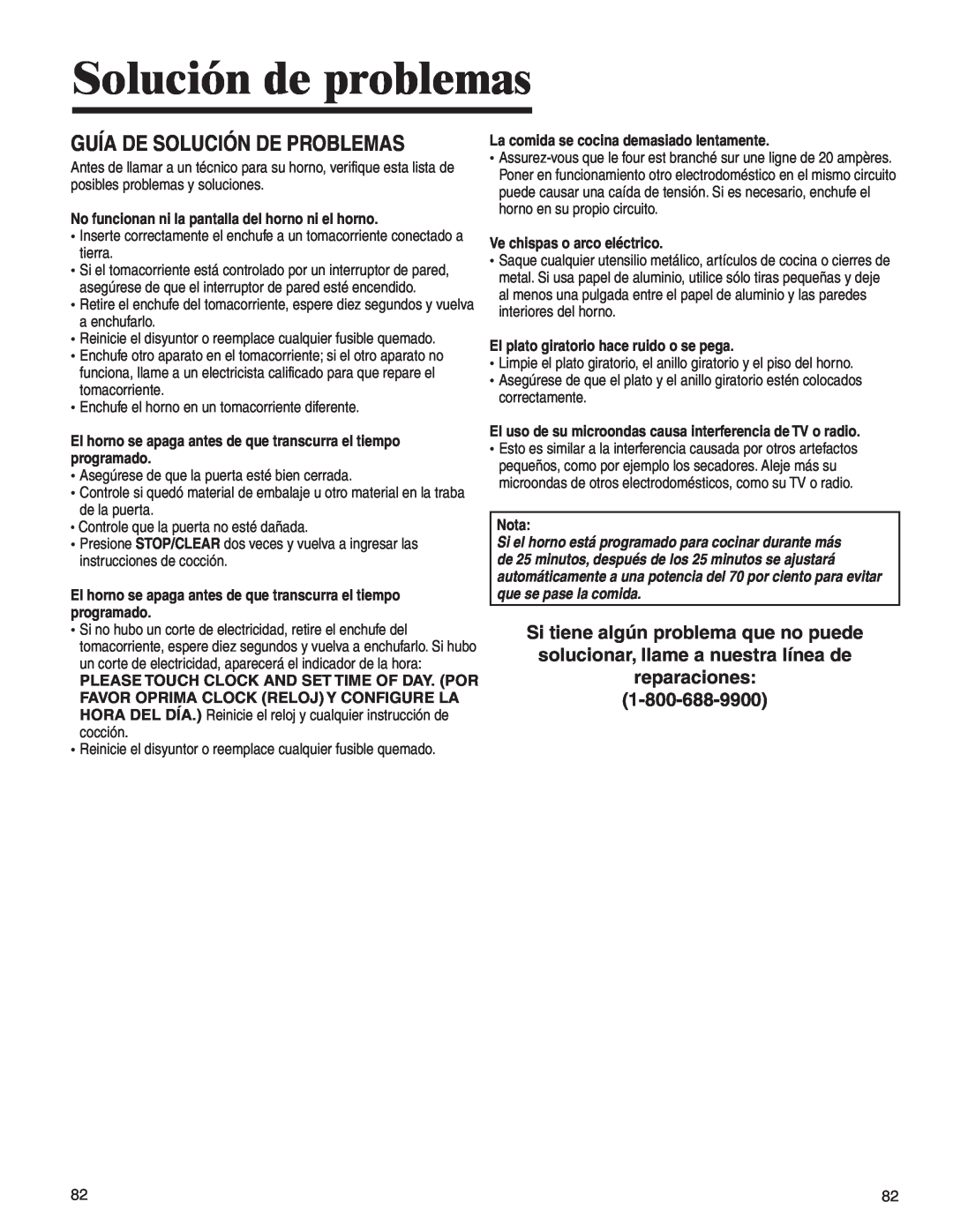 Maytag MMV4205BA important safety instructions Solución de problemas, Guía De Solución De Problemas 