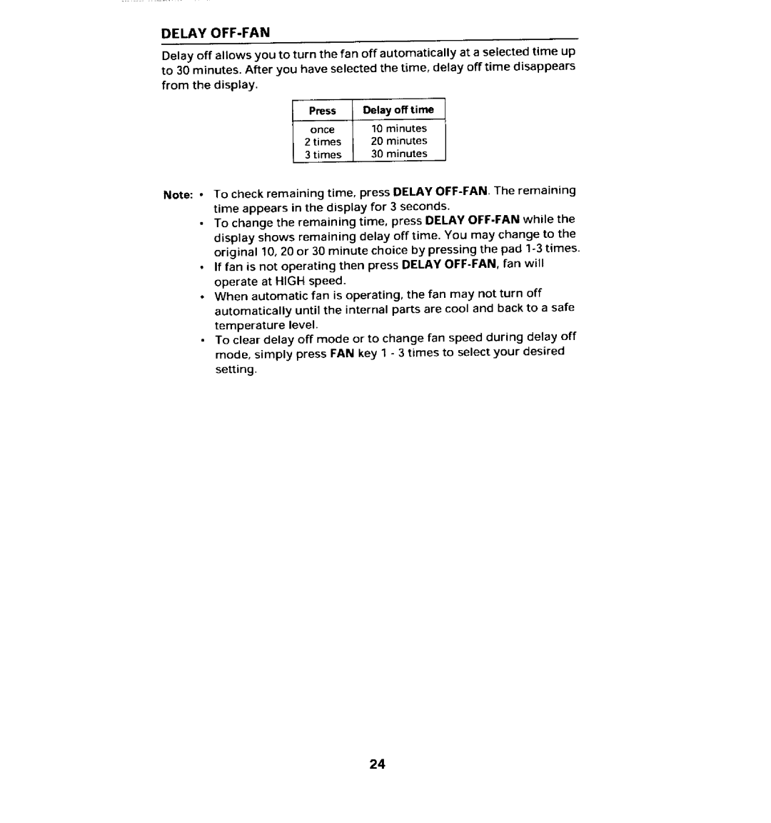 Maytag MMV5100AA manual Delay OFF-FAN 