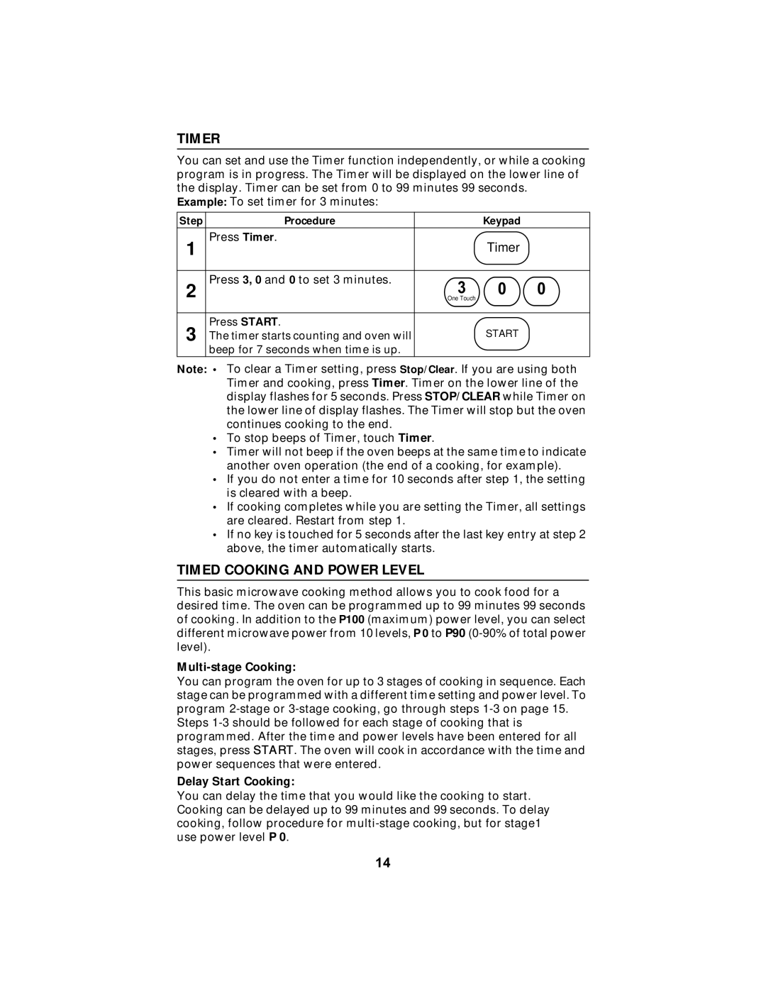 Maytag MMV5100AA manual Timer, Timed Cooking and Power Level, Multi-stage Cooking, Delay Start Cooking 