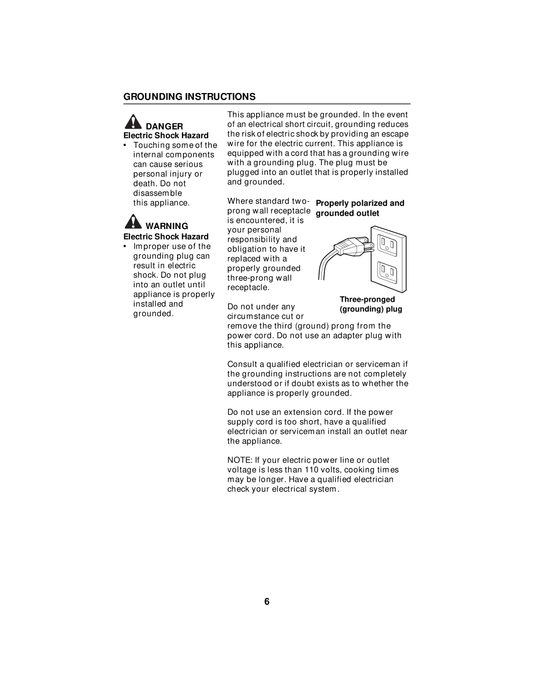 Maytag MMV5100AA manual Grounding Instructions, Electric Shock Hazard, Properly polarized and grounded outlet 