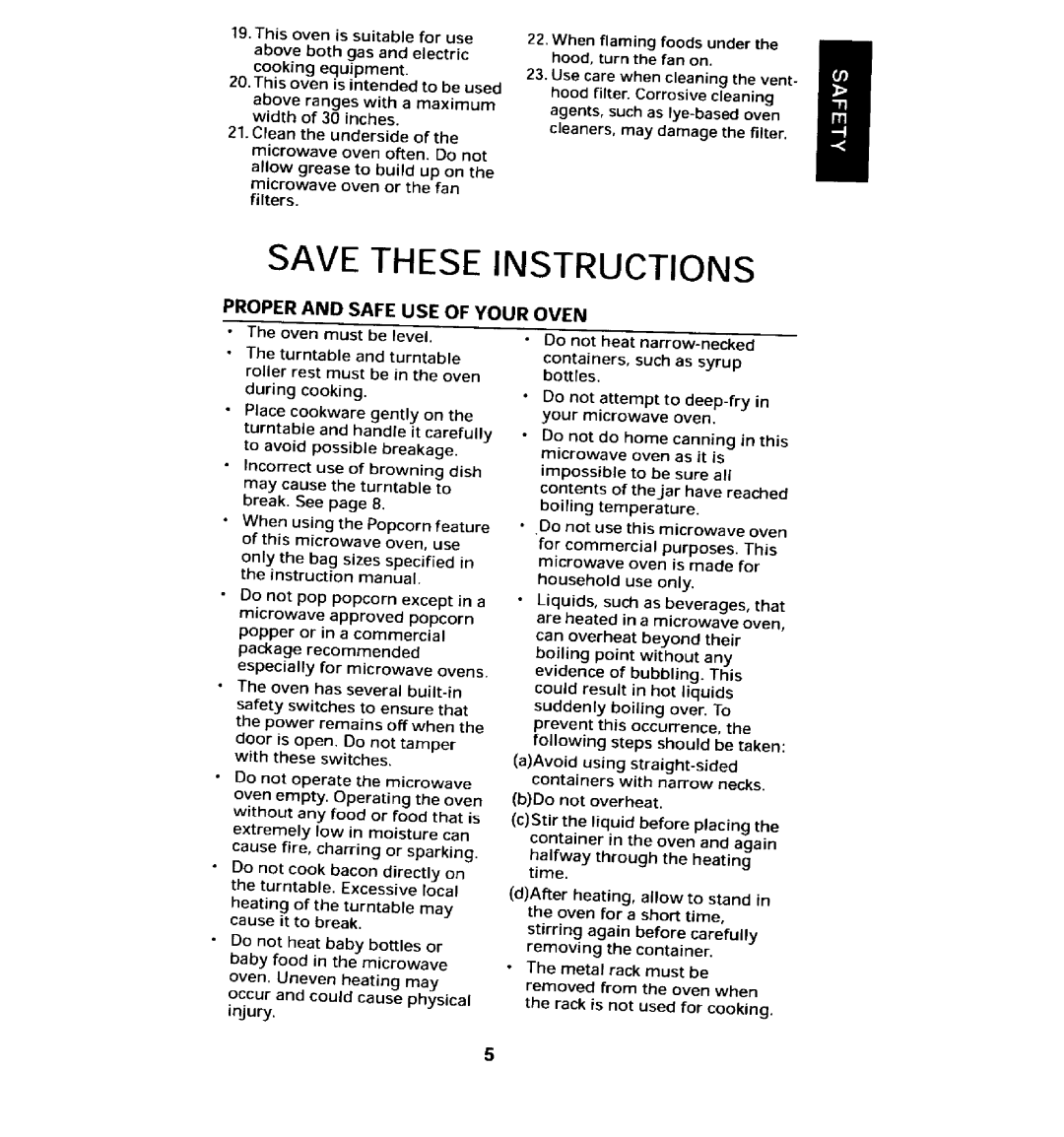 Maytag MMV5100AA manual Proper And Safe Use Of Your Oven, Save These Instructions 