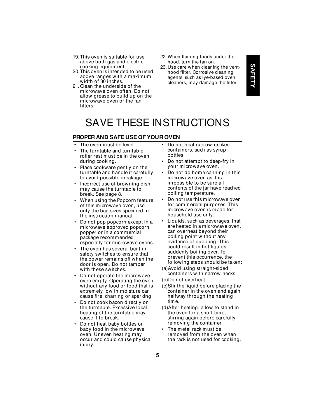 Maytag MMV5100AA manual Proper And Safe Use Of Your Oven, Save These Instructions, Safety 