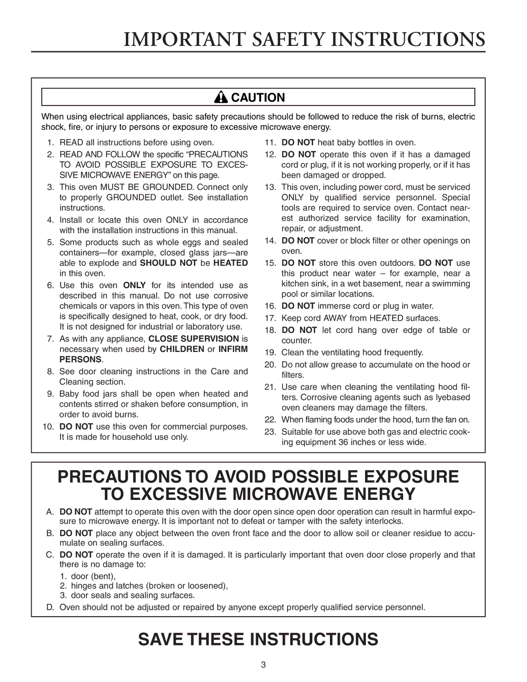 Maytag MMV51566AA/MMV5156AC owner manual Important Safety Instructions 