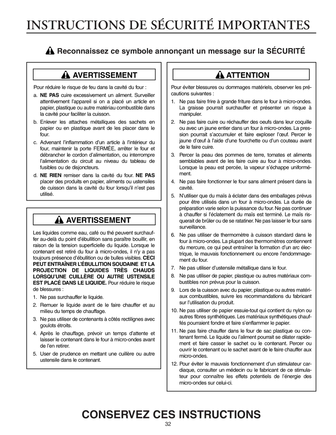 Maytag MMV51566AA/MMV5156AC owner manual Reconnaissez ce symbole annonçant un message sur la Sécurité 