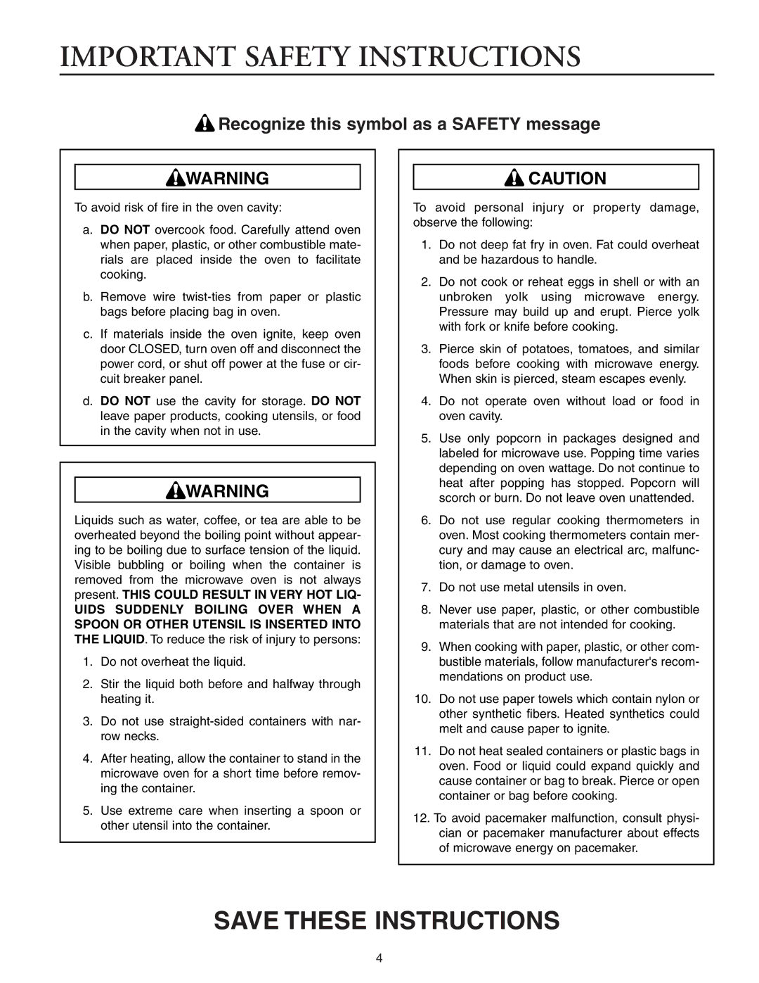 Maytag MMV51566AA/MMV5156AC owner manual Recognize this symbol as a Safety message 