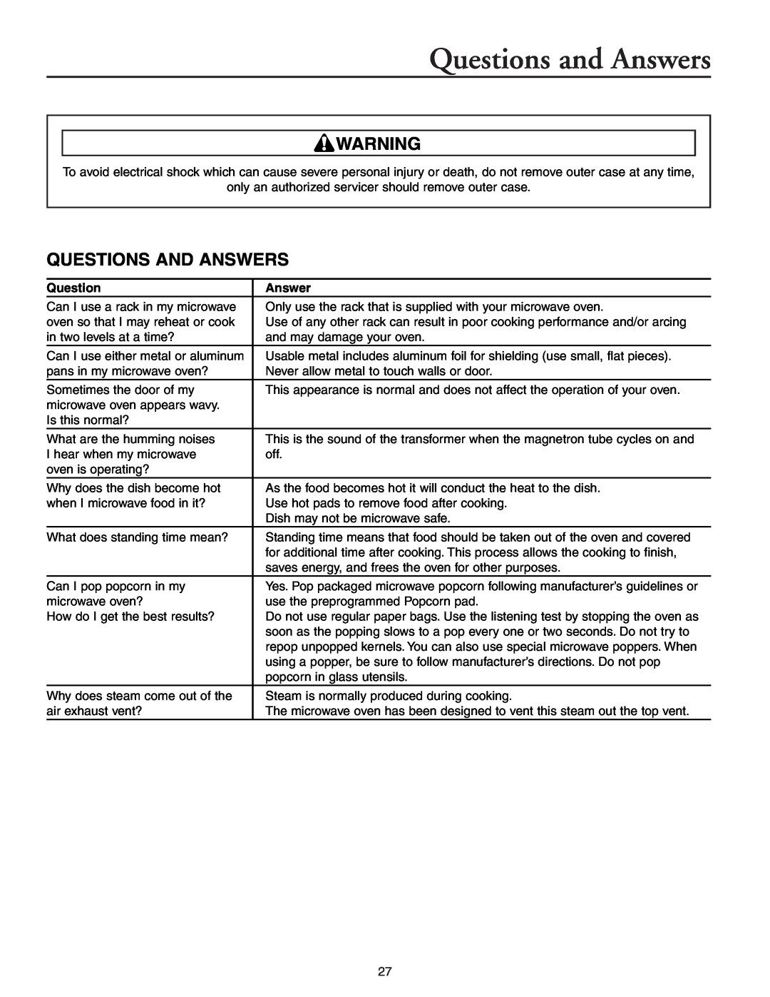 Maytag MMV51566AA/MMV5156AC owner manual Questions and Answers, Questions And Answers 