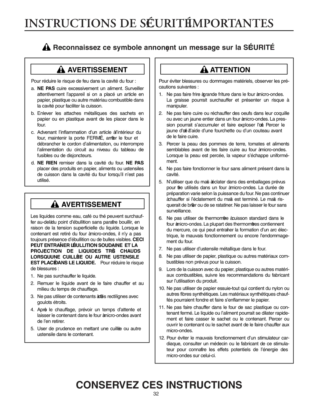 Maytag MMV5156AC, MMV5156AA owner manual Reconnaissez ce symbole annonçant un message sur la Sécurité 