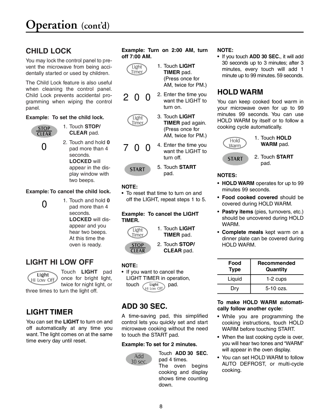 Maytag MMV5156AC, MMV5156AA owner manual Operation cont’d 