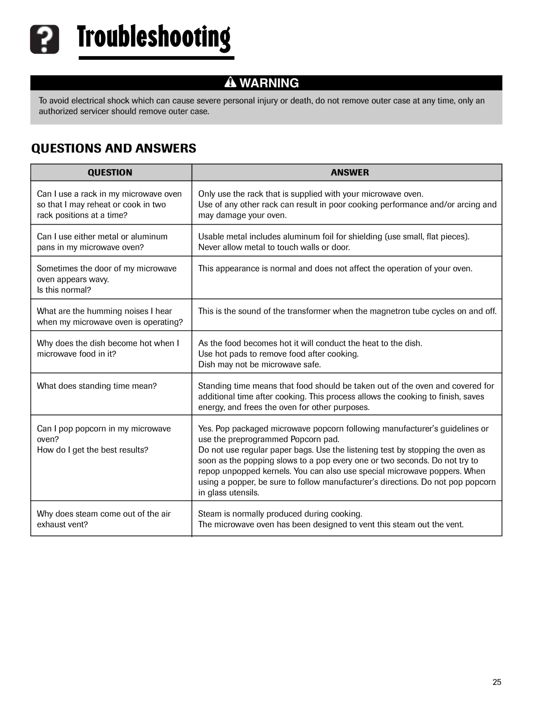 Maytag MMV5165AA important safety instructions Questions and Answers, Question Answer 