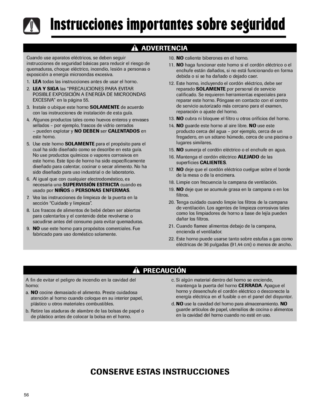 Maytag MMV5165AA important safety instructions Pueden explotar y no Deben ser Calentados en este horno 