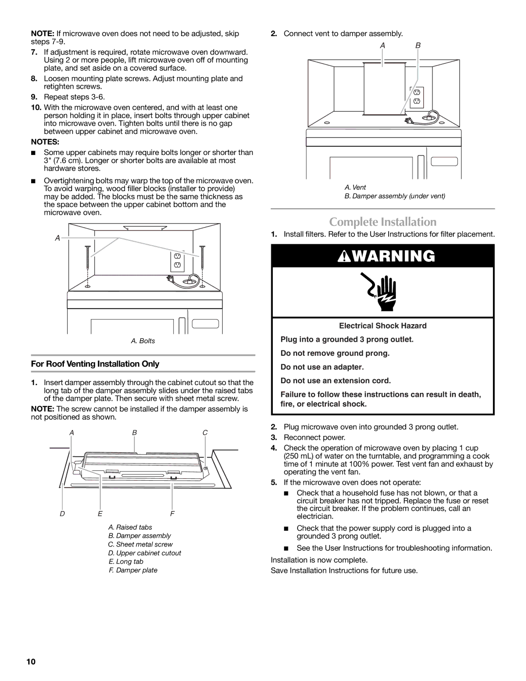 Maytag MMV5208WS installation instructions Complete Installation 