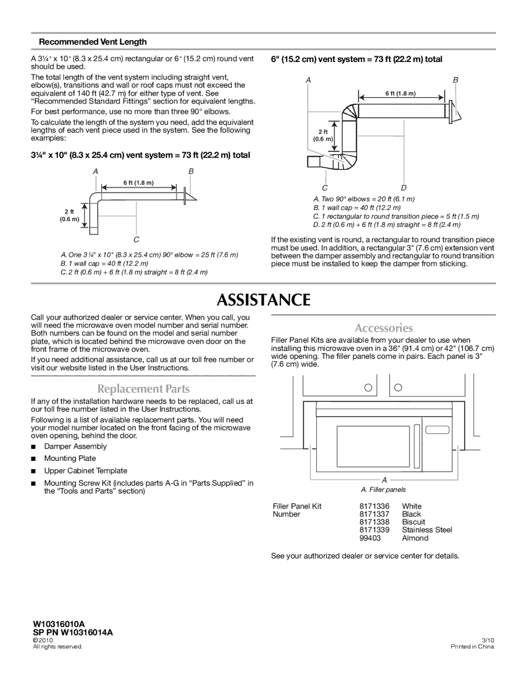 Maytag MMV5208WS installation instructions Assistance, Accessories, Replacement Parts 