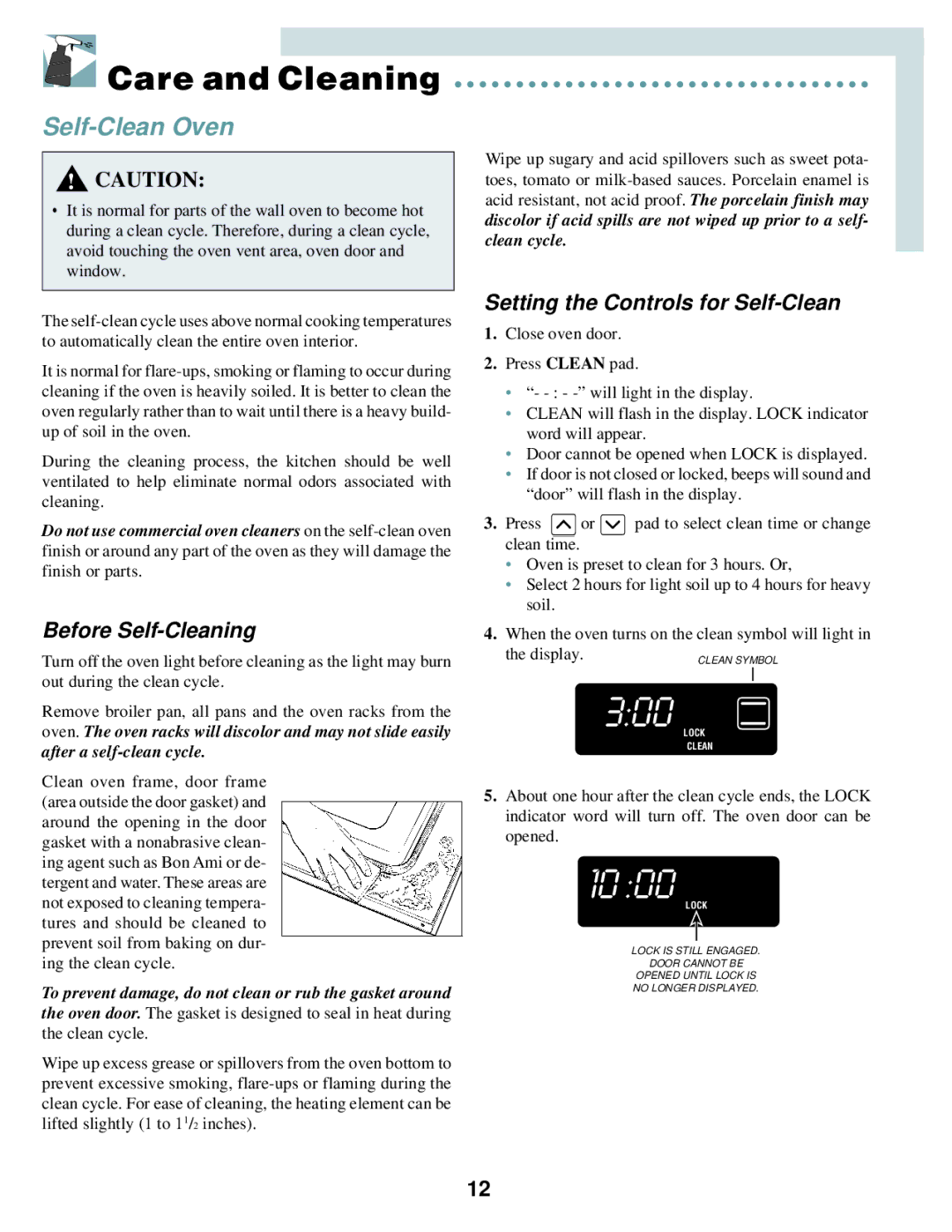 Maytag MEW5530B, MMW5530 Care and Cleaning, Self-Clean Oven, Before Self-Cleaning, Setting the Controls for Self-Clean 