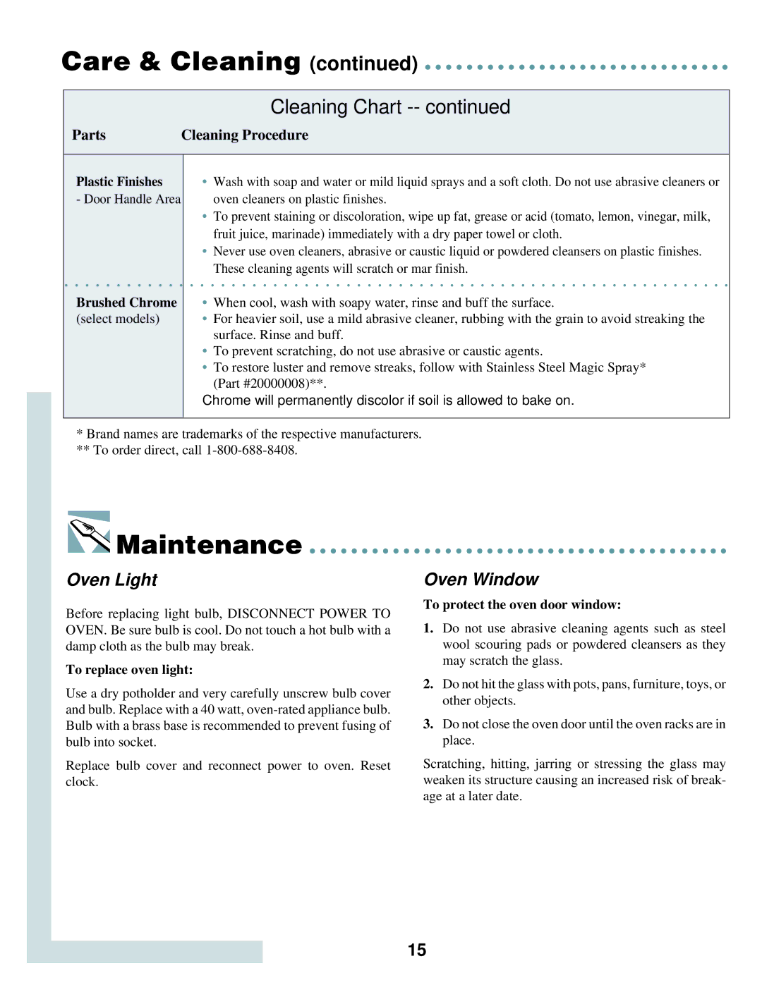 Maytag MMW5527, MMW5530, MEW5627, MEW6530B, MEW5630, MEW6527, MEW5530B warranty Maintenance, Oven Light, Oven Window 