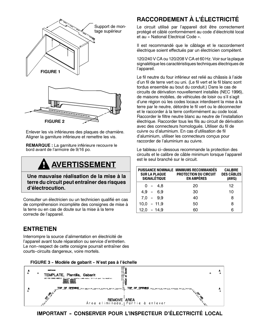 Maytag MMW5530DAB, 11-06-00, 8101P744-60 installation instructions Avertissement, Raccordement À L’ÉLECTRICITÉ, Entretien 