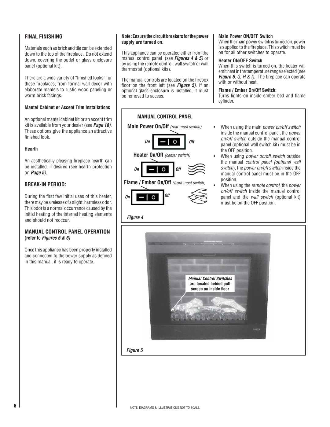 Maytag MPE-33R warranty Final Finishing, BREAK-IN Period, Manual Control Panel, Main Power On/Off rear most switch 