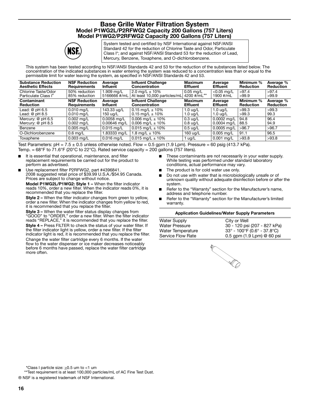 Maytag MSD2272VES installation instructions Base Grille Water Filtration System 