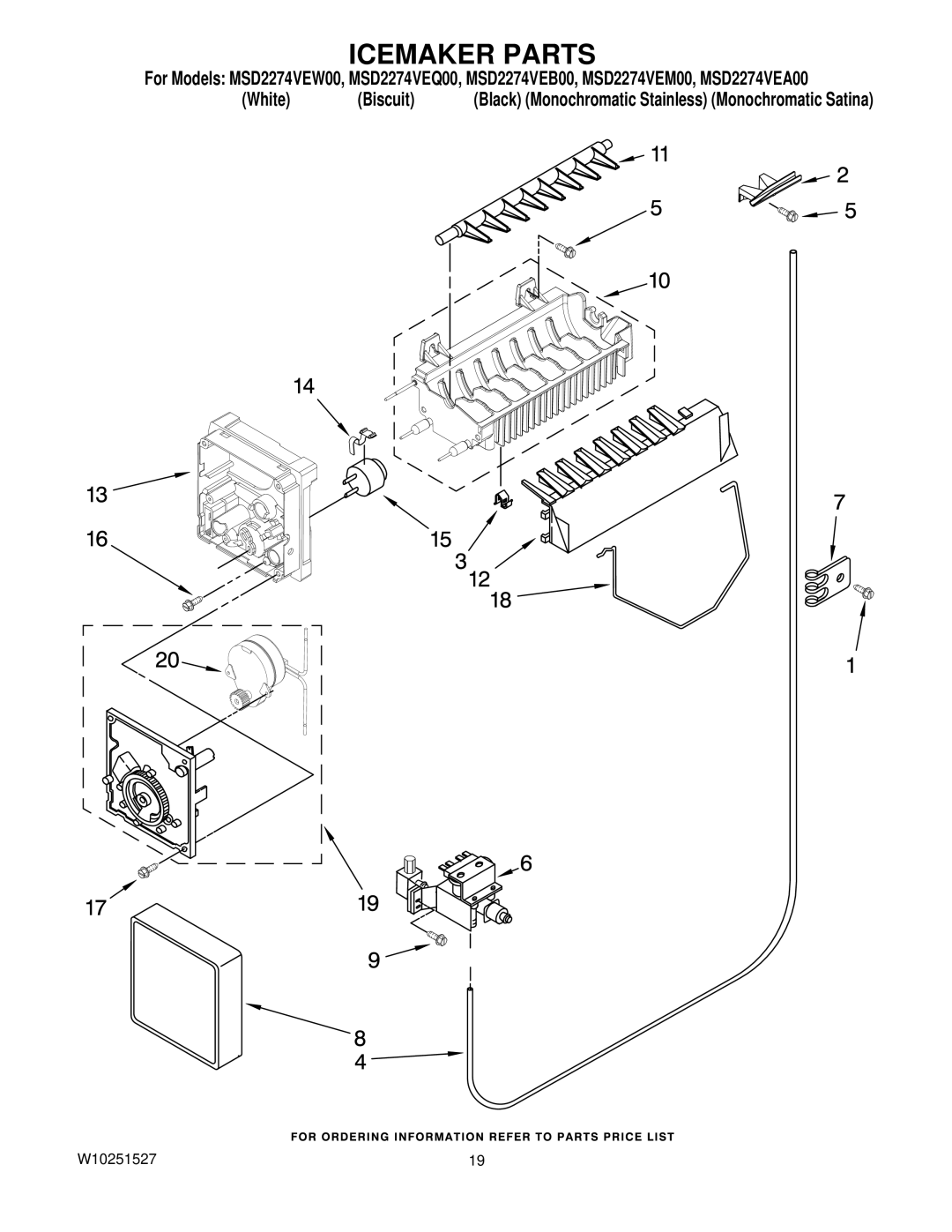 Maytag MSD2274VEQ00, MSD2274VEW00, MSD2274VEB00, MSD2274VEA00, MSD2274VEM00 manual Icemaker Parts 