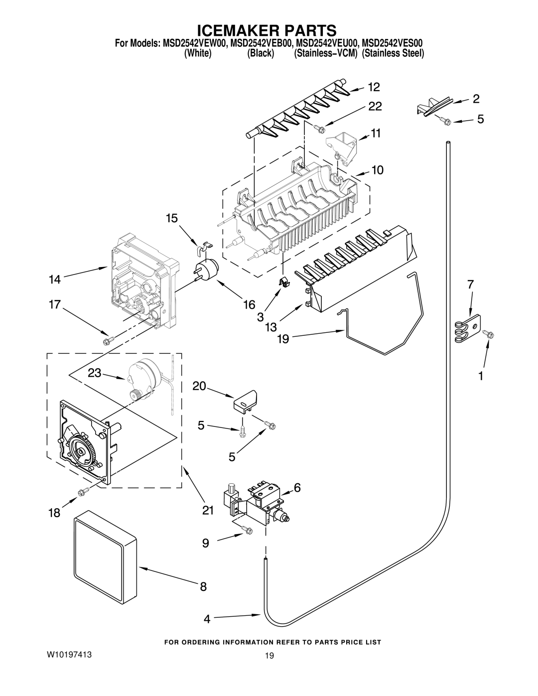 Maytag MSD2542VES00, MSD2542VEW00, MSD2542VEU00, MSD2542VEB00 manual Icemaker Parts 