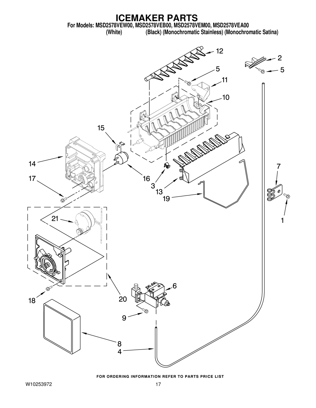 Maytag MSD2578VEM00, MSD2578VEW00, MSD2578VEA00, MSD2578VEB00 manual Icemaker Parts 