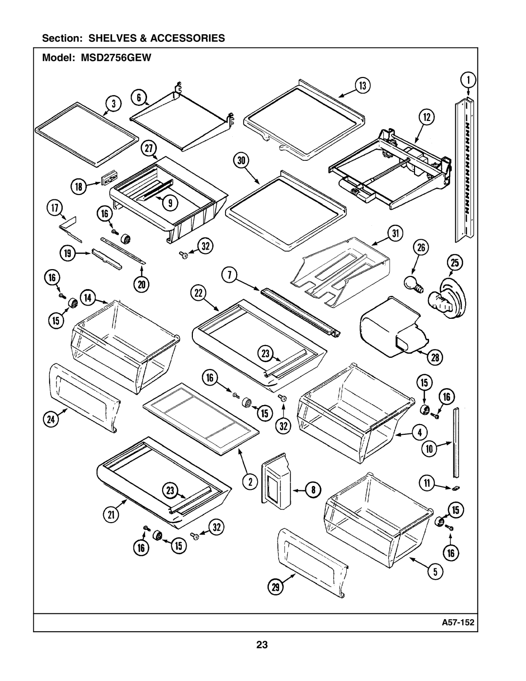 Maytag manual Section Shelves & Accessories Model MSD2756GEW 