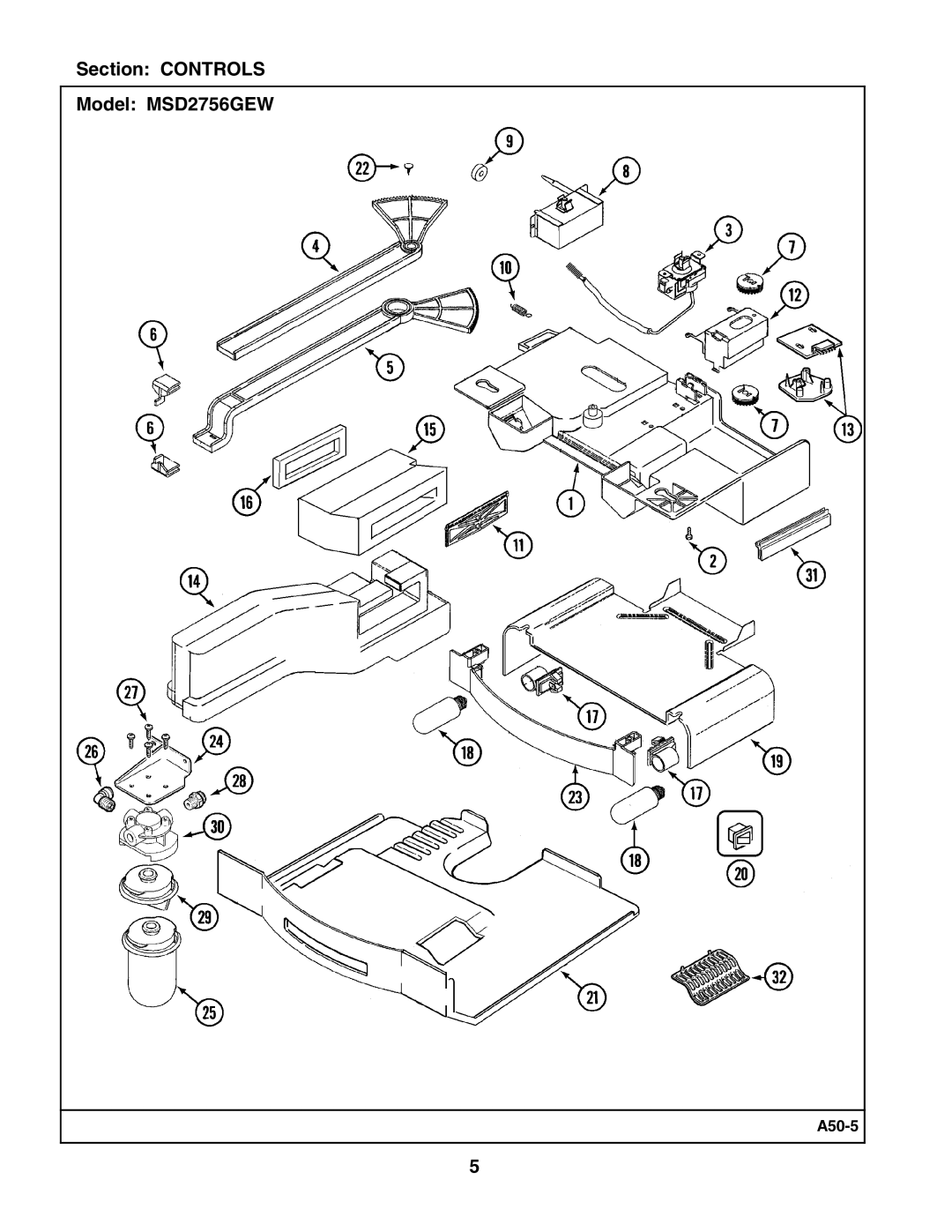 Maytag manual Section Controls Model MSD2756GEW 