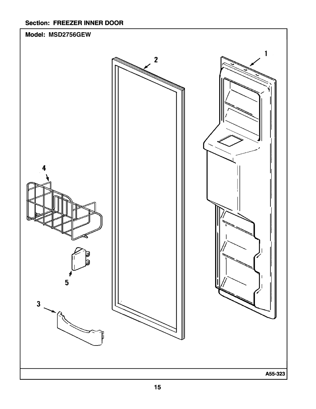 Maytag manual Section FREEZER INNER DOOR Model MSD2756GEW, A55-323 