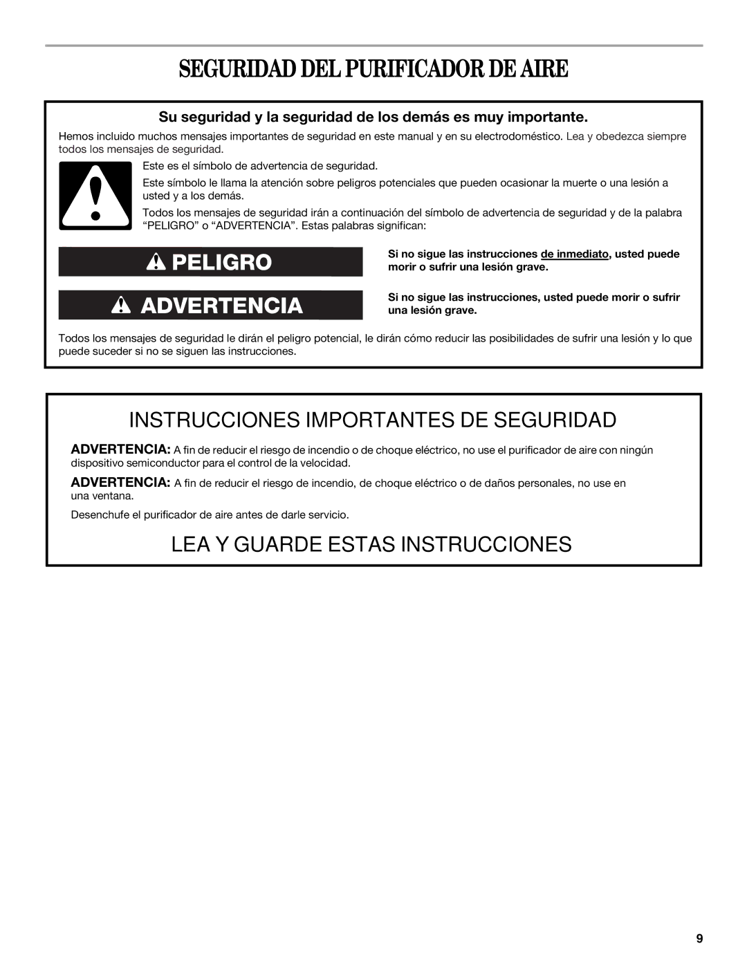 Maytag MT-AP250450 manual Seguridad DEL Purificador DE Aire, Su seguridad y la seguridad de los demás es muy importante 