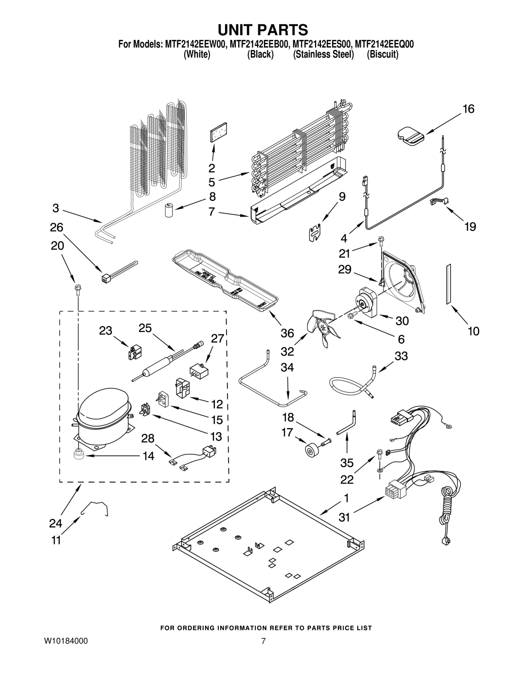 Maytag MTF2142EEB00, MTF2142EES00, MTF2142EEW00, MTF2142EEQ00 manual Unit Parts 