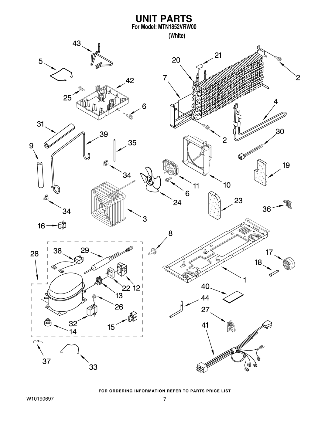 Maytag MTN1852VRW00 manual Unit Parts 