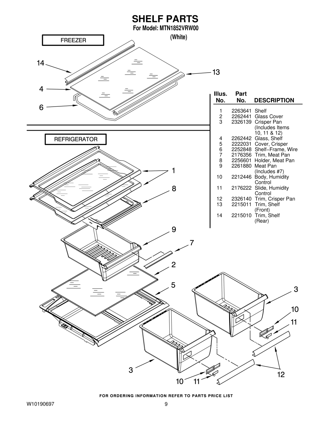 Maytag MTN1852VRW00 manual Shelf Parts 