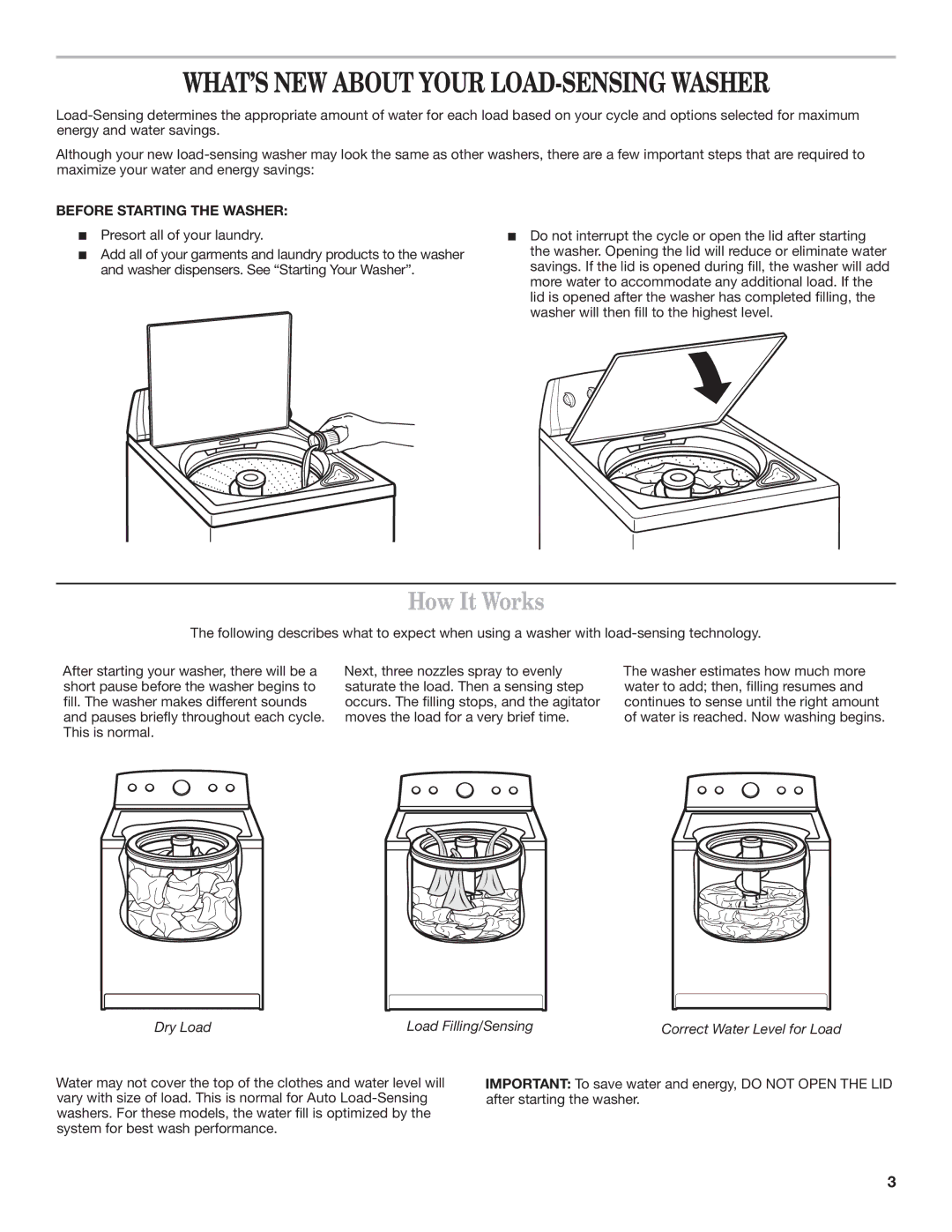 Maytag MVWC7ESWW warranty How It Works, Before Starting the Washer 