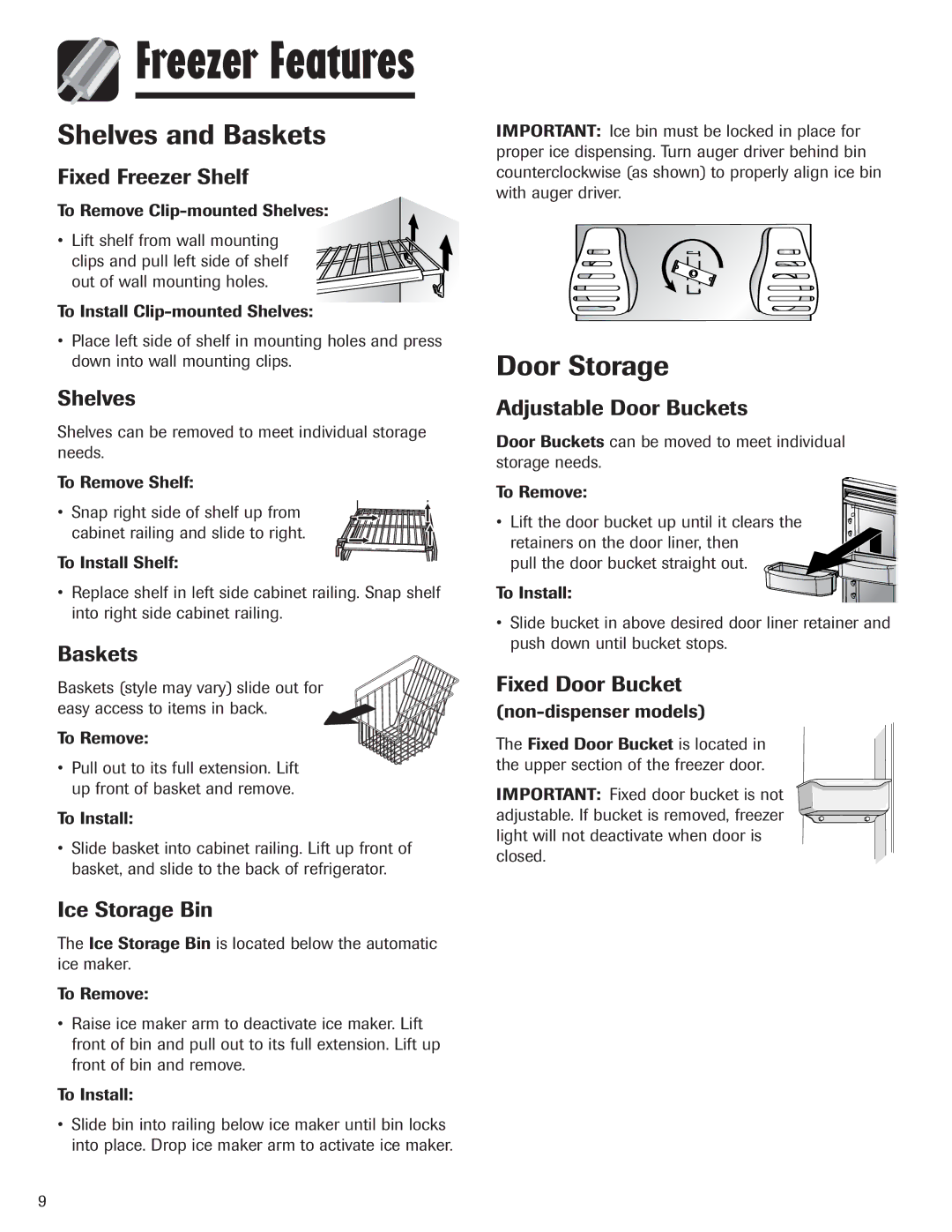 Maytag MZD2665HEQ, 12842130 manual Shelves and Baskets, Door Storage 