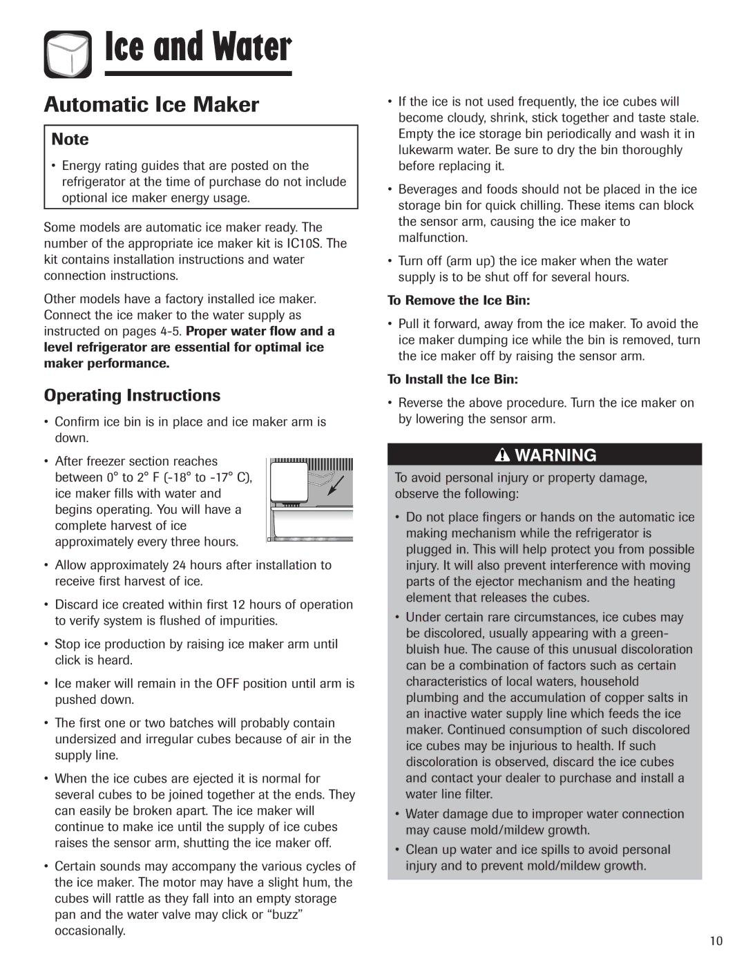 Maytag 12842130, MZD2665HEQ manual Ice and Water, Automatic Ice Maker, Operating Instructions 