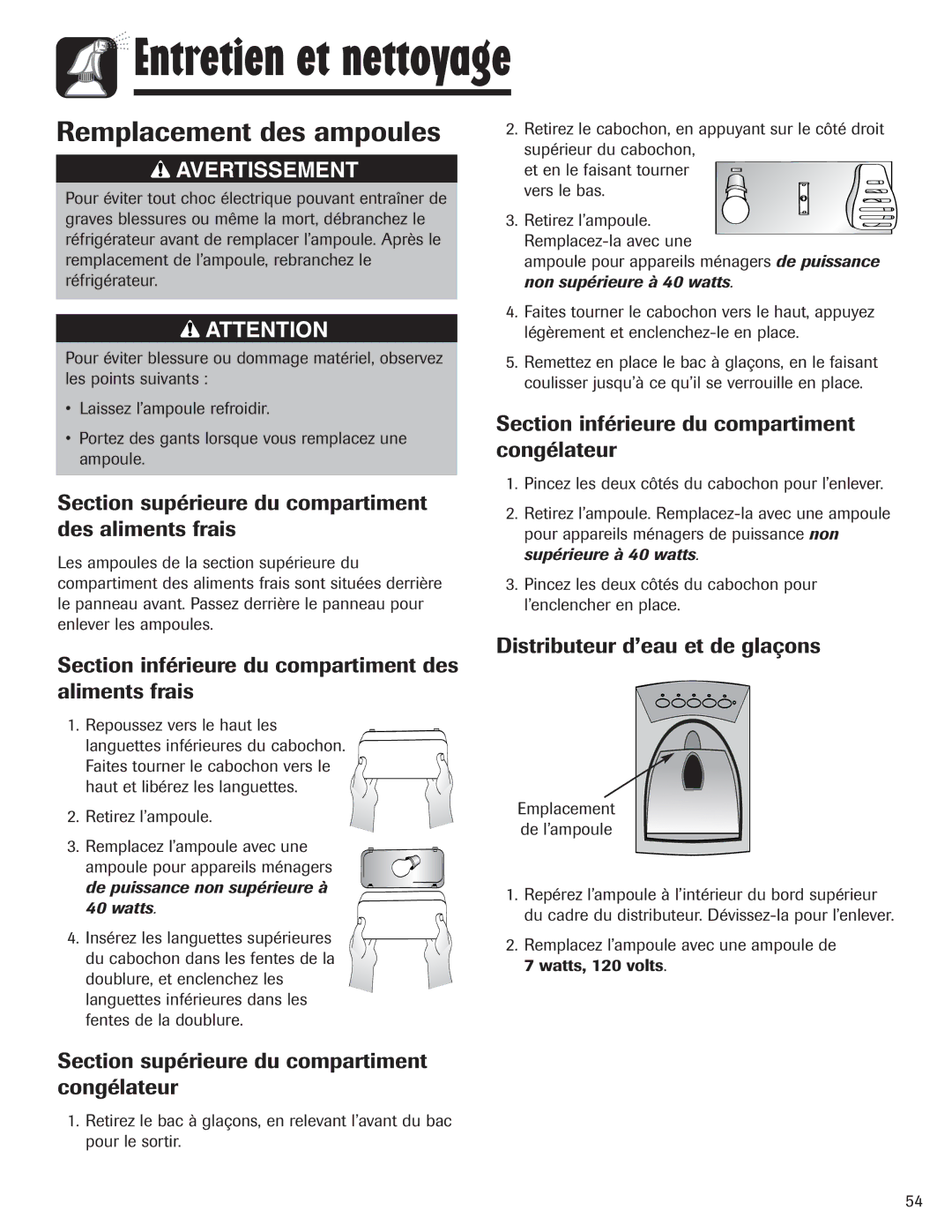 Maytag 12842130, MZD2665HEQ manual Remplacement des ampoules 