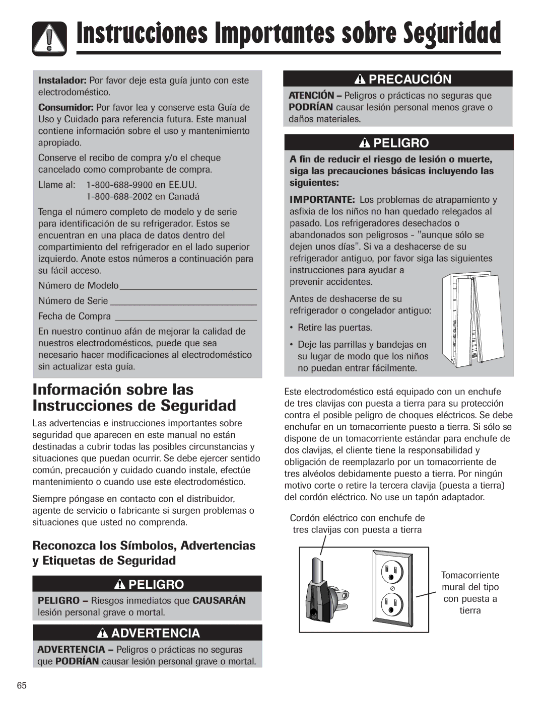 Maytag MZD2665HEQ, 12842130 manual Información sobre las Instrucciones de Seguridad, Retire las puertas 