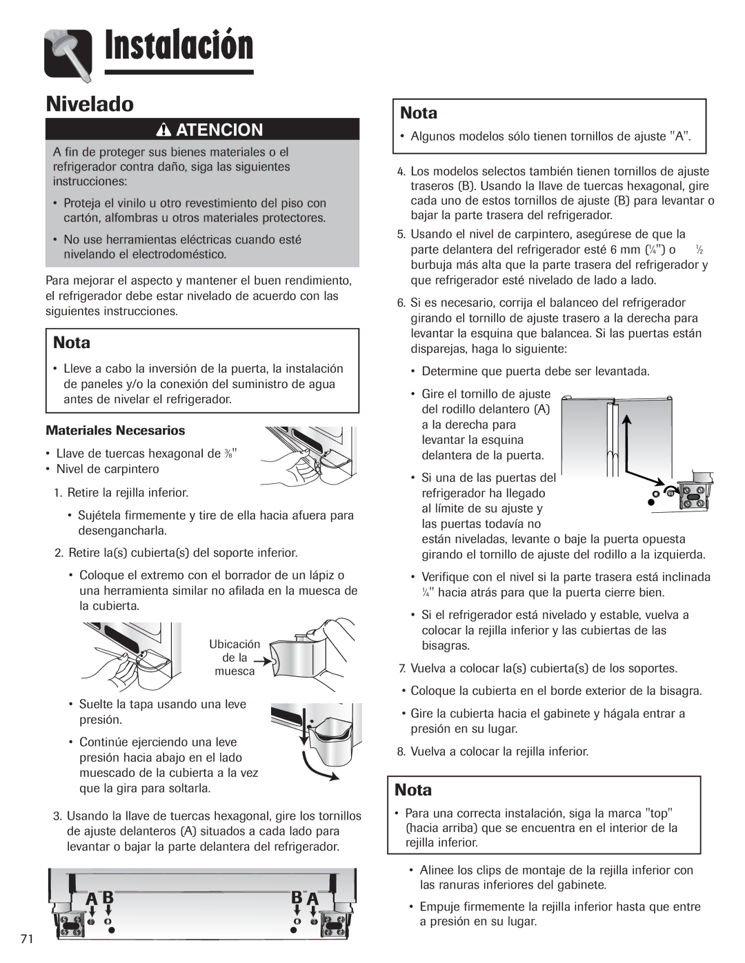 Maytag MZD2665HEQ, 12842130 manual Nivelado, Materiales Necesarios 